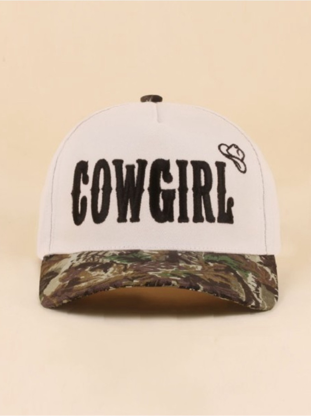 Zenana Outfitters White & Camouflage Cowgirl Baseball Cap